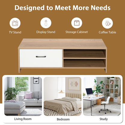Entertainment Console with Drawer and Open Shelving for 55 Inch TVs