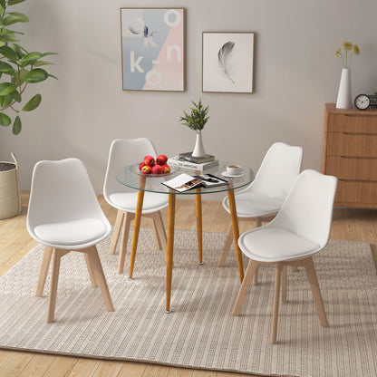 Modern Round Glass Dining Table with Metal Legs for Kitchen or Living Room