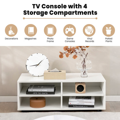 Modern 4 Cube TV Stand with Adjustable Shelves for TVs up to 45 Inches