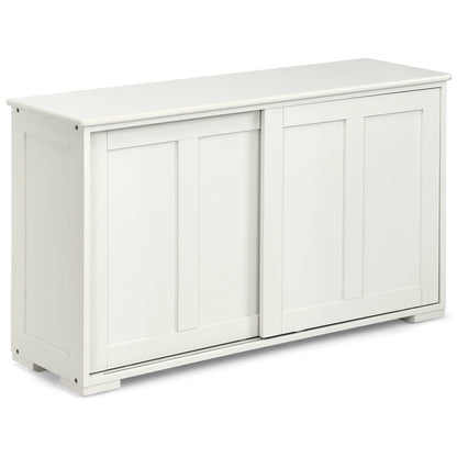 Stackable Kitchen Sideboard Cabinet with Adjustable Shelf for Pantry Dining or Entryway Storage in White
