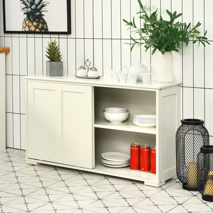 Stackable Kitchen Sideboard Cabinet with Adjustable Shelf for Pantry Dining or Entryway Storage in White