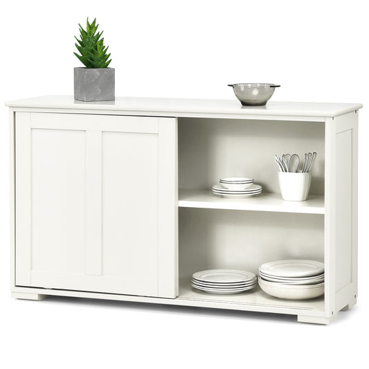 Stackable Kitchen Sideboard Cabinet with Adjustable Shelf for Pantry Dining or Entryway Storage in White