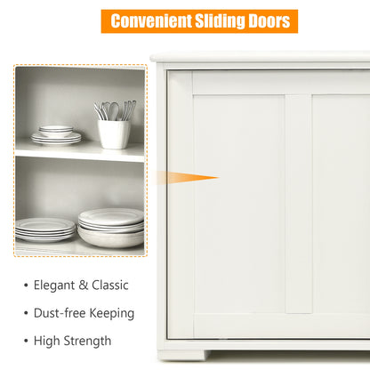 Stackable Kitchen Sideboard Cabinet with Adjustable Shelf for Pantry Dining or Entryway Storage in White