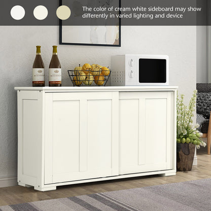 Stackable Kitchen Sideboard Cabinet with Adjustable Shelf for Pantry Dining or Entryway Storage in White