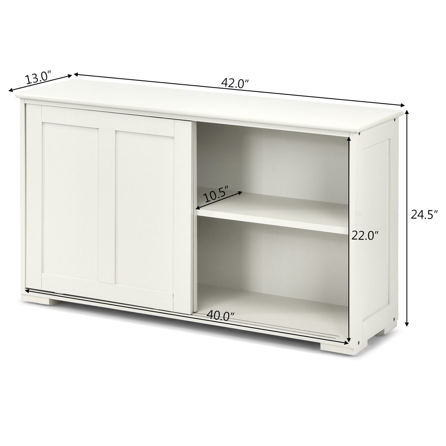 Stackable Kitchen Sideboard Cabinet with Adjustable Shelf for Pantry Dining or Entryway Storage in White