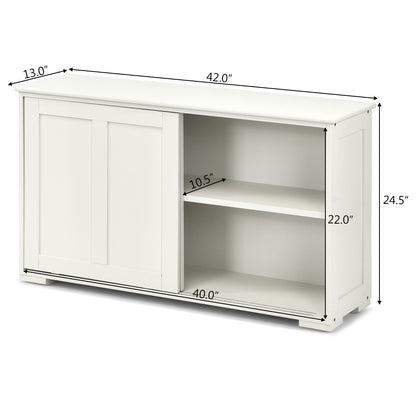 Stackable Kitchen Sideboard Cabinet with Adjustable Shelf for Pantry Dining or Entryway Storage in White