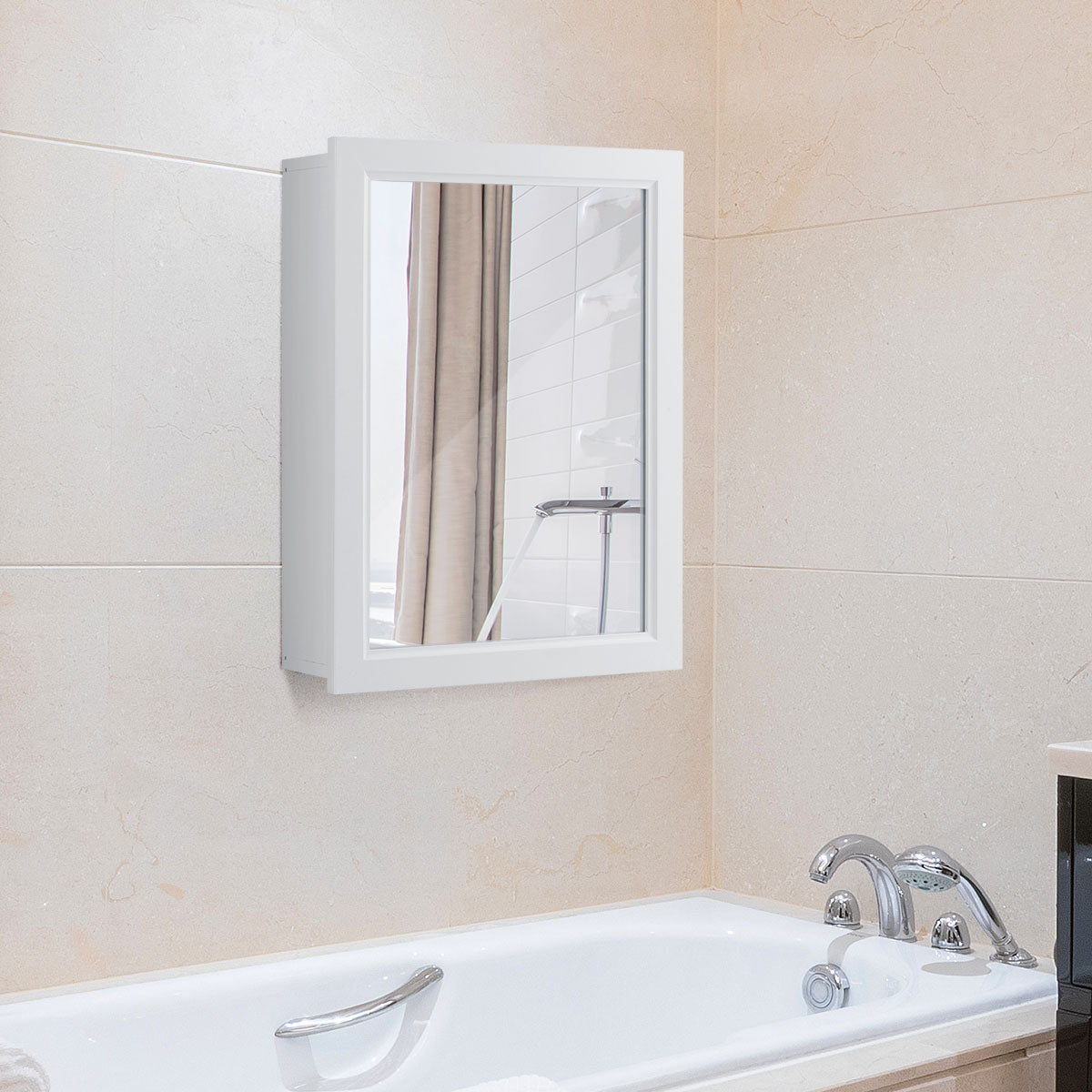 Modern Wall-Mounted Medicine Cabinet with Mirror and Adjustable Shelf