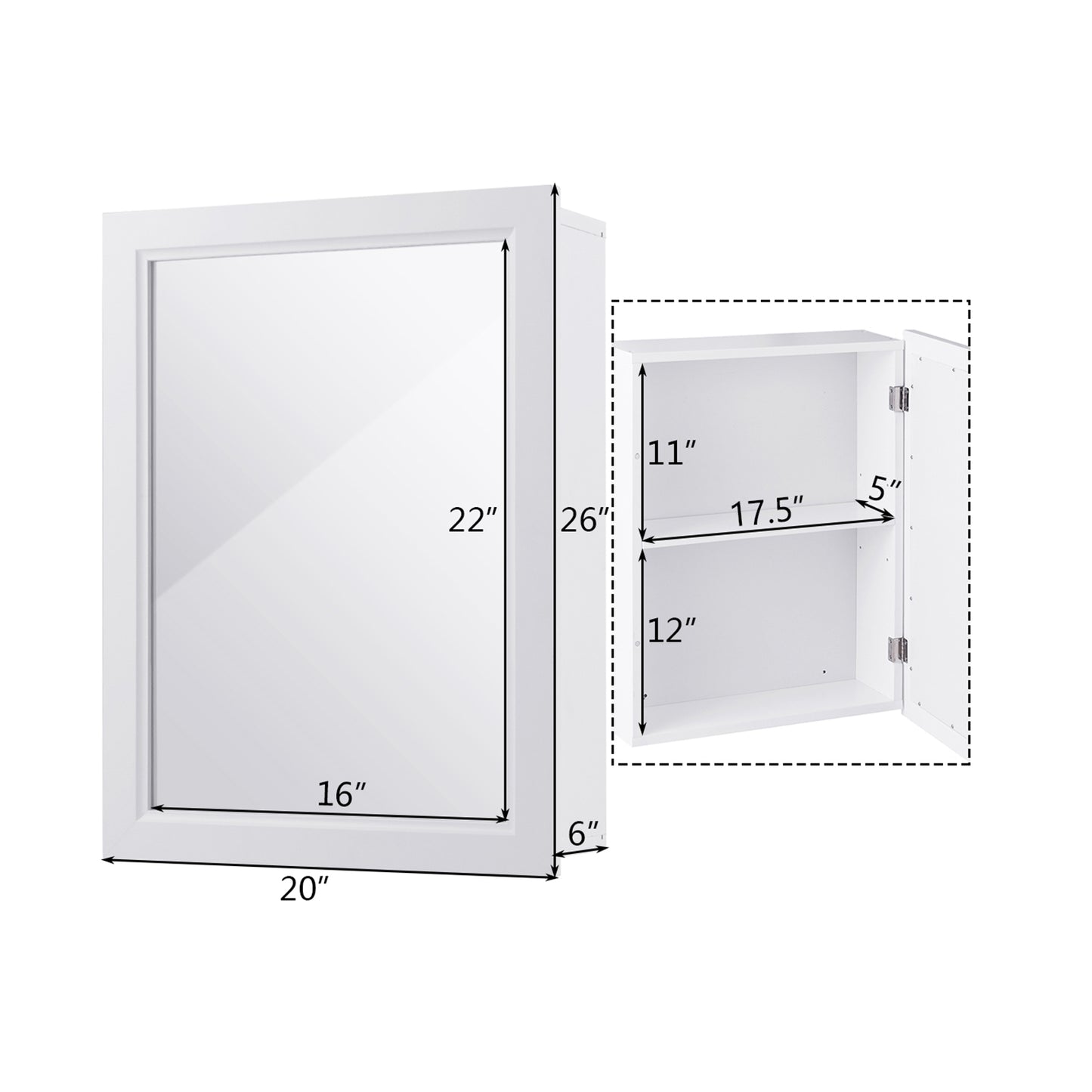 Modern Wall-Mounted Medicine Cabinet with Mirror and Adjustable Shelf