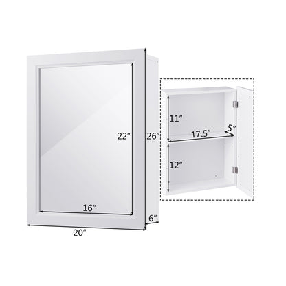 Modern Wall-Mounted Medicine Cabinet with Mirror and Adjustable Shelf