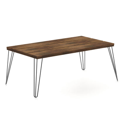 Modern Rectangular Wood Coffee Table with Metal Legs 43.5 Inch