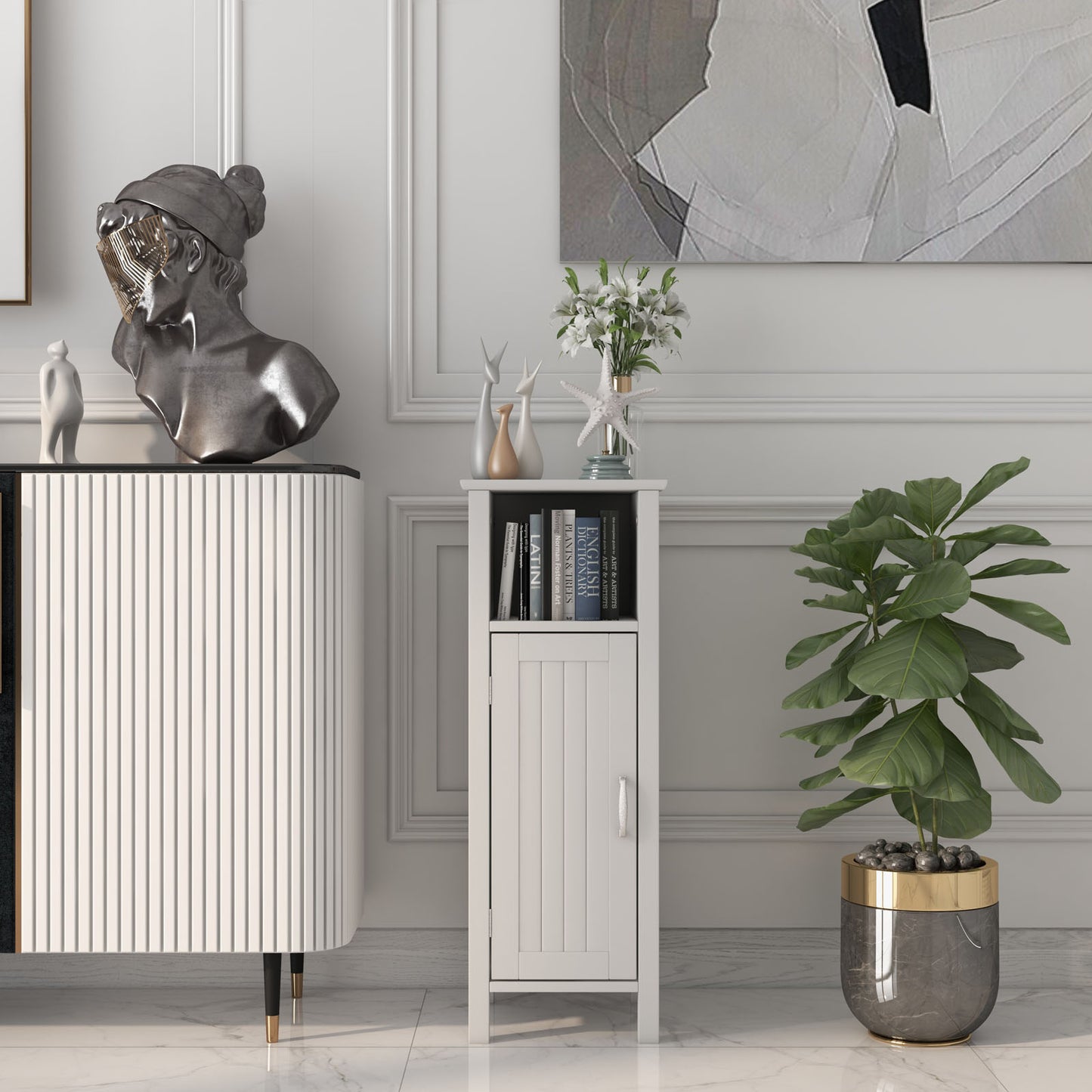 2-Tier Bathroom Storage Cabinet with Adjustable Shelves
