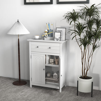 Modern 2 Door Storage Cabinet with Drawer & Adjustable Shelf