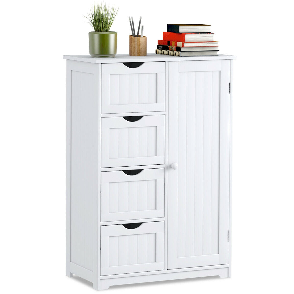 4 Drawer Wooden Standing Storage Cabinet