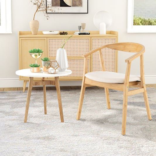 Natural Bamboo Accent Chair with Curved Back and Armrests