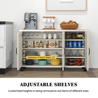 Modern Buffet Cabinet with 3 Doors Adjustable Shelves and Anti Tipping Safety Design - White Wash