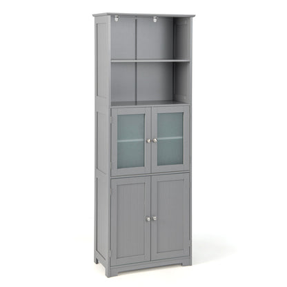 64” Tall Freestanding Storage Cabinet with 6 Tier Shelving & Adjustable Compartments