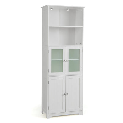 64” Tall Freestanding Storage Cabinet with 6 Tier Shelving & Adjustable Compartments