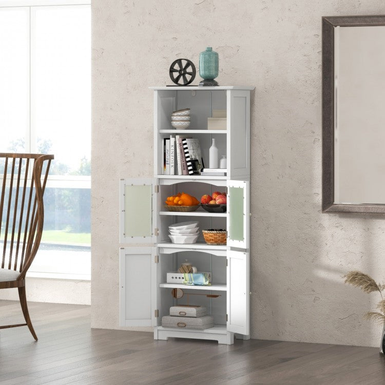 64” Tall Freestanding Storage Cabinet with 6 Tier Shelving & Adjustable Compartments