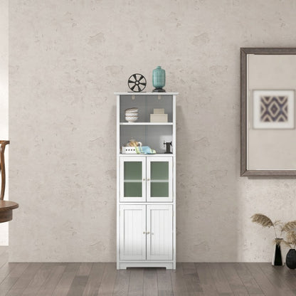 64” Tall Freestanding Storage Cabinet with 6 Tier Shelving & Adjustable Compartments