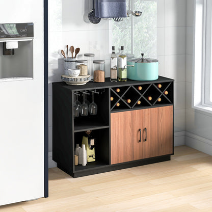 Industrial Style Sideboard Cabinet with Removable Wine Rack and Glass Holder Storage