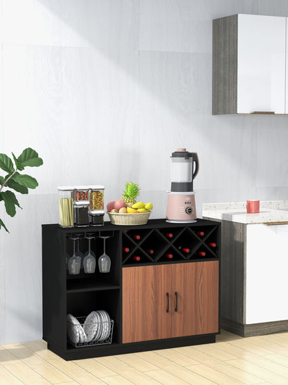Industrial Style Sideboard Cabinet with Removable Wine Rack and Glass Holder Storage