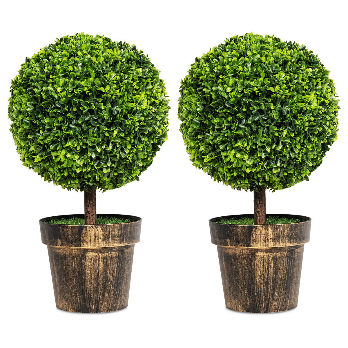 Set of 2 Artificial Ball Trees – Natural Looking, Water-Resistant Decoration for Indoor & Outdoor Use