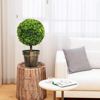 Set of 2 Artificial Ball Trees – Natural Looking, Water-Resistant Decoration for Indoor & Outdoor Use