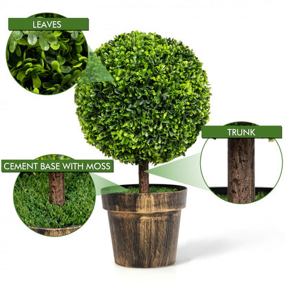 Set of 2 Artificial Ball Trees – Natural Looking, Water-Resistant Decoration for Indoor & Outdoor Use