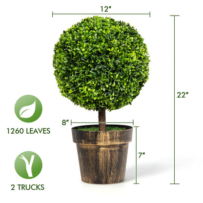 Set of 2 Artificial Ball Trees – Natural Looking, Water-Resistant Decoration for Indoor & Outdoor Use