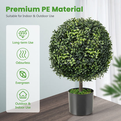 Set of 2 Artificial Ball Trees – Natural Looking, Water-Resistant Decoration for Indoor & Outdoor Use