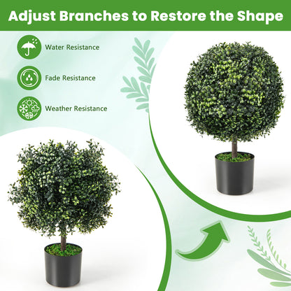 Set of 2 Artificial Ball Trees – Natural Looking, Water-Resistant Decoration for Indoor & Outdoor Use
