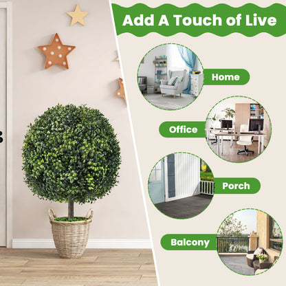Set of 2 Artificial Ball Trees – Natural Looking, Water-Resistant Decoration for Indoor & Outdoor Use