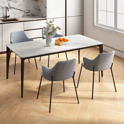 Ergonomic Dining Chairs with Curved Backrest, Wide Seat and Armrests in Grey – Set of 2