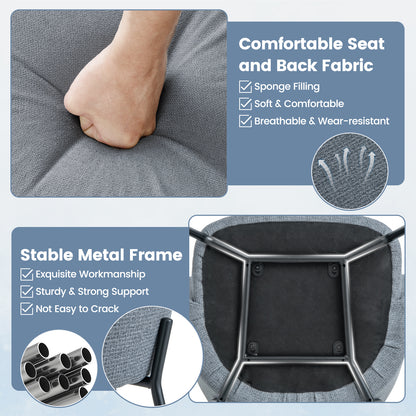 Ergonomic Dining Chairs with Curved Backrest, Wide Seat and Armrests in Grey – Set of 2