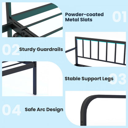 Twin Metal Daybed with Pop-Up Trundle, LED Lights and Built-In Charging Station