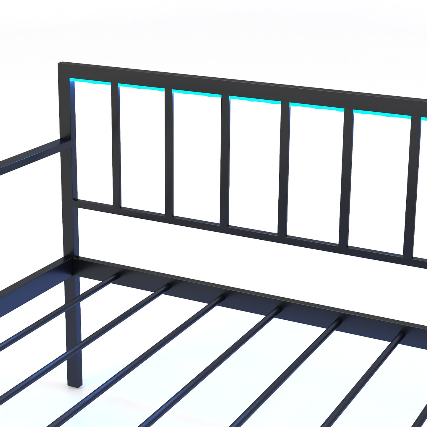 Twin Metal Daybed with Pop-Up Trundle, LED Lights and Built-In Charging Station