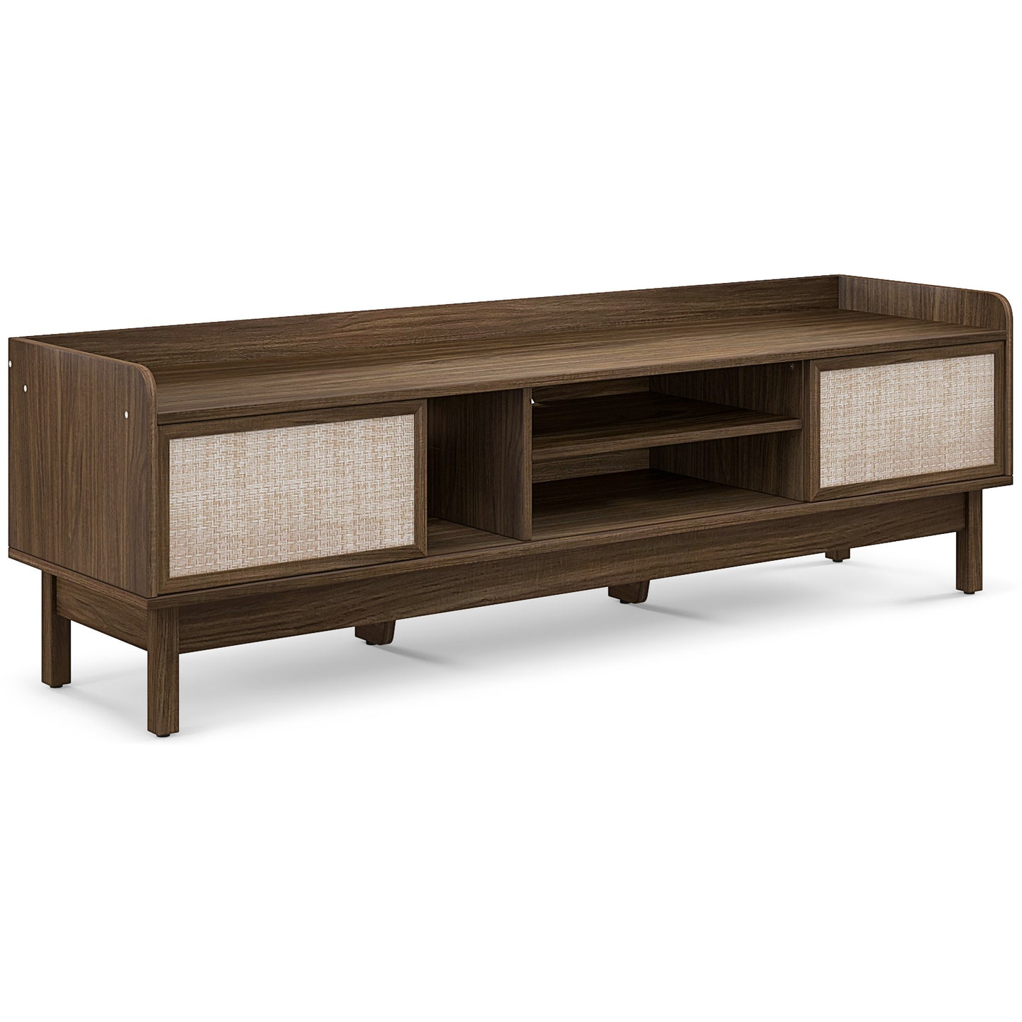 Modern Sliding Door TV Console with Woven Doors for TVs up to 65 Inches