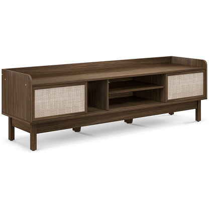Modern Sliding Door TV Console with Woven Doors for TVs up to 65 Inches