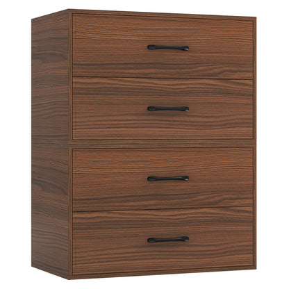 Modern 2-Drawer Stackable Storage Chest with Handles, Wooden Horizontal Dresser Cabinet – Dark Brown