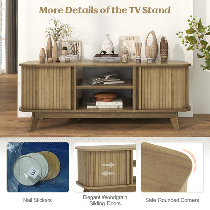Elegant Media Console Table with Dual Sliding Doors for 55 Inch TVs