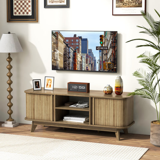 Elegant Media Console Table with Dual Sliding Doors for 55 Inch TVs