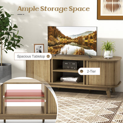 Elegant Media Console Table with Dual Sliding Doors for 55 Inch TVs