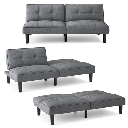 Modern Convertible Futon Sofa Bed with 6-Position Adjustable Backrest and Soft Linen Upholstery