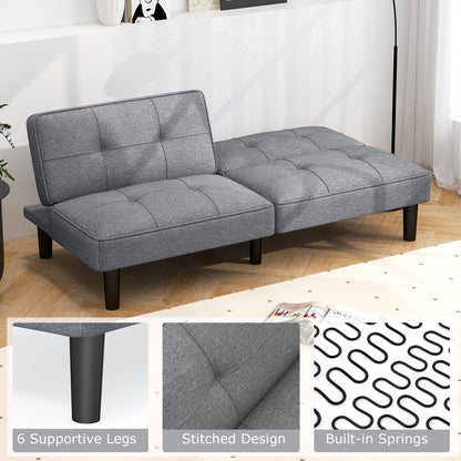 Modern Convertible Futon Sofa Bed with 6-Position Adjustable Backrest and Soft Linen Upholstery
