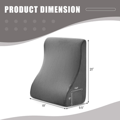 Multi-Functional Bed Wedge Pillow with Tablet Stand and Side Pockets – Grey