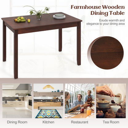 48 Inch Rectangular Wooden Dining Table for 4 with Solid Rubber Wood Legs in Cherry Finish