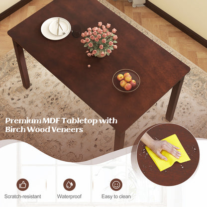 48 Inch Rectangular Wooden Dining Table for 4 with Solid Rubber Wood Legs in Cherry Finish