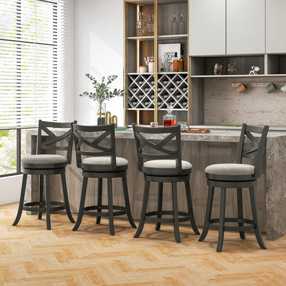 Swivel Bar Stools with Hollow Back and Plush Padded Seat 27 Inch – Set of 2