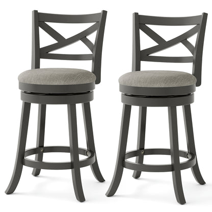 Swivel Bar Stools with Hollow Back and Plush Padded Seat 27 Inch – Set of 2