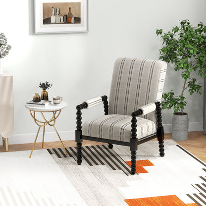 Elegant Upholstered Lounge Chair with Rubber Wood Legs and Cushioned Seat
